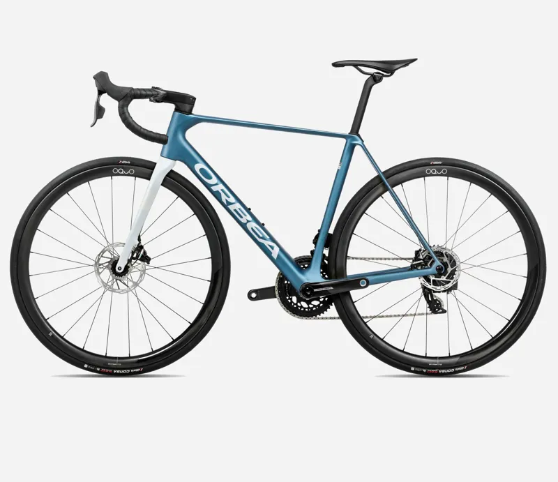 2025 Orbea Orca M21e-Team PWR - Carbon Road Bike - Slate Blue / Halo Silver Matt-1