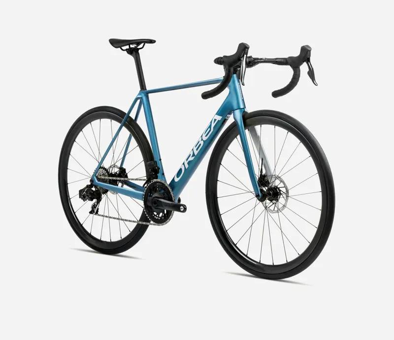 2025 Orbea Orca M21e-Team PWR - Carbon Road Bike - Slate Blue / Halo Silver Matt-2