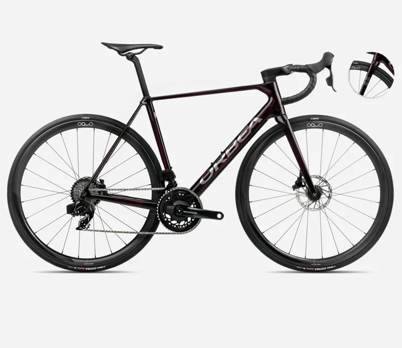 2025 Orbea Orca M21e-Team PWR - Carbon Road Bike - Wine Red / Titanium