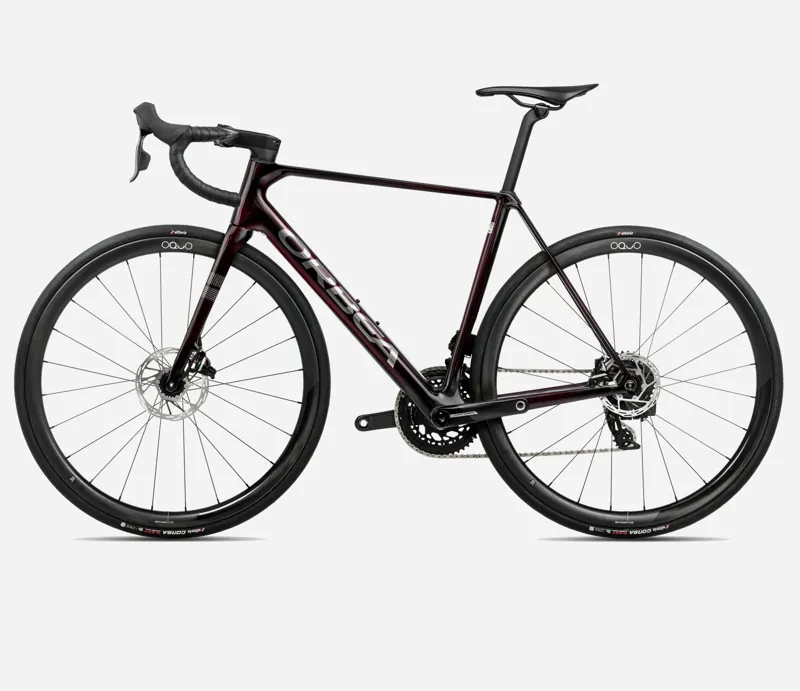 2025 Orbea Orca M21e-Team PWR - Carbon Road Bike - Wine Red / Titanium-1