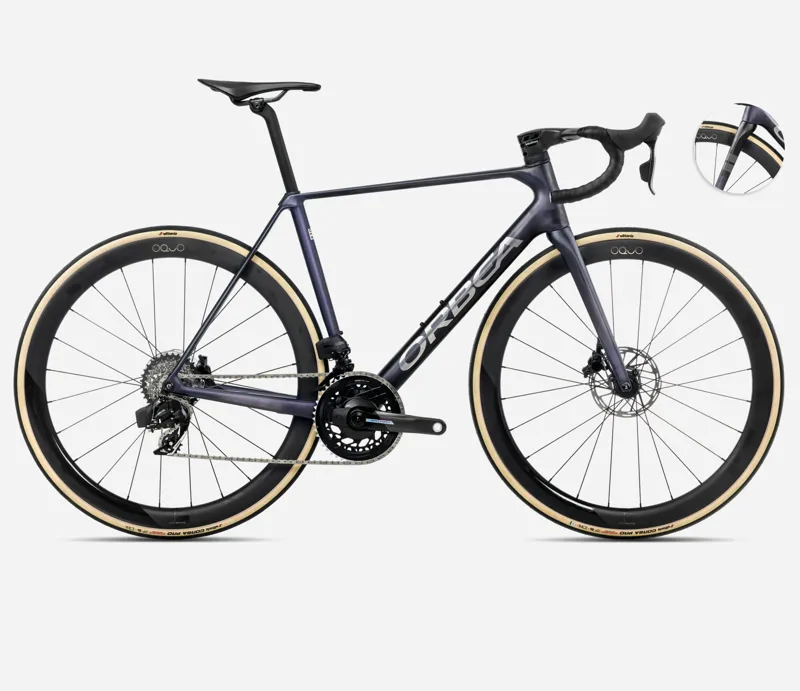 2025 Orbea Orca M21e-LTD PWR - Carbon Road Bike - Tanzanite Matt / Carbon Raw Matt