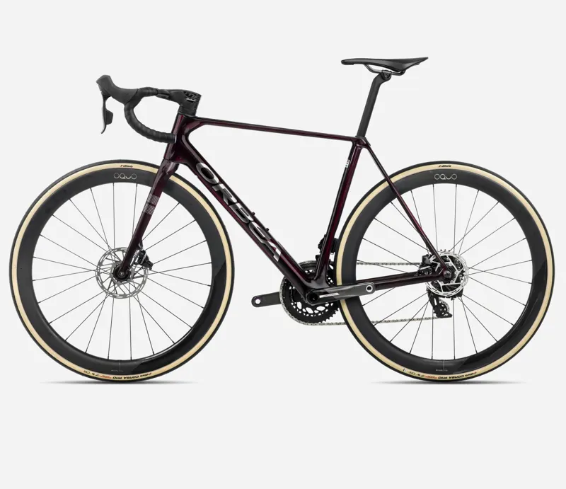 2025 Orbea Orca M21e-LTD PWR - Carbon Road Bike - Wine Red / Titanium Gloss-1