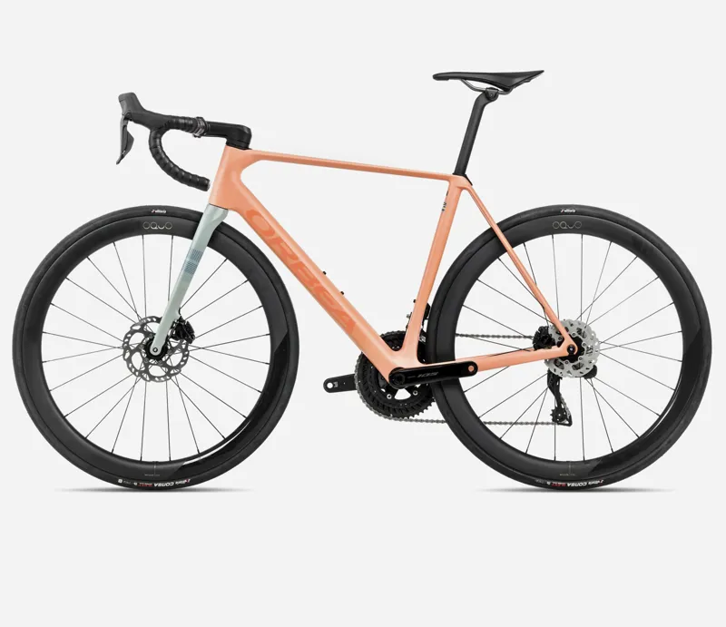 2025 Orbea Orca M30i-LTD PWR - Carbon Road Bike - Orange Cloud Matt / Stone Blue-1