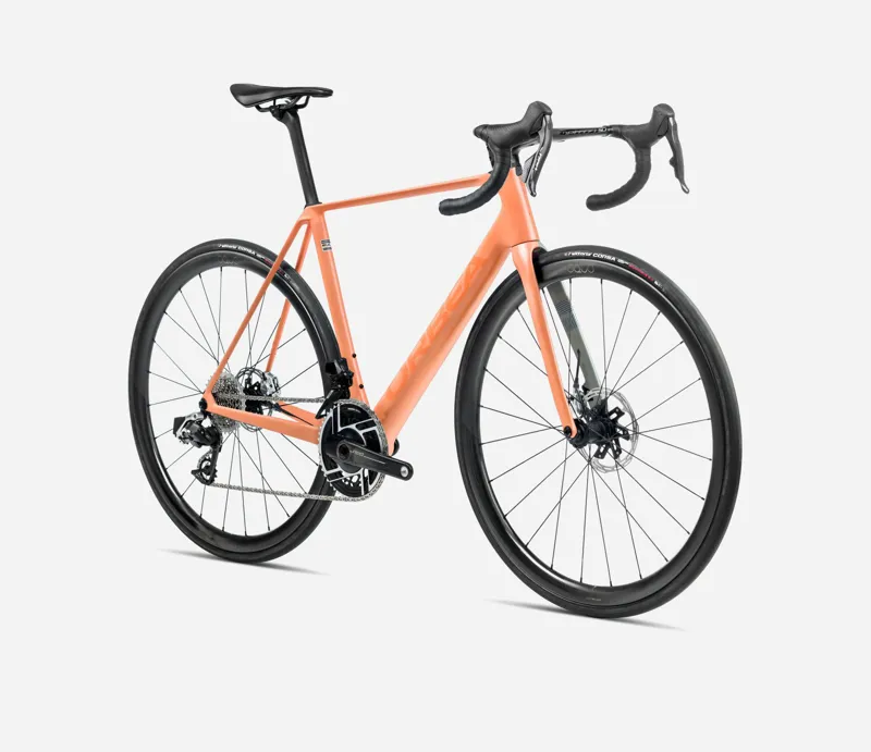 2025 Orbea Orca M30i-LTD PWR - Carbon Road Bike - Orange Cloud Matt / Stone Blue-2