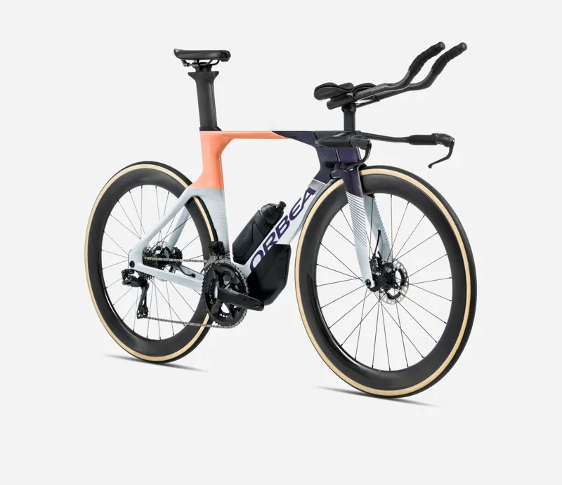 2025 Orbea Ordu M10i-Ltd Triathlon Bike - Halo Silver / Tanzanite C. View / Orange Cloud-1