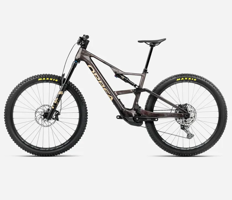 2025 Orbea Rise LT M20 630Wh - Electric Full Suspension Mountain Bike - Cosmic Carbon View / Golden Sand-1