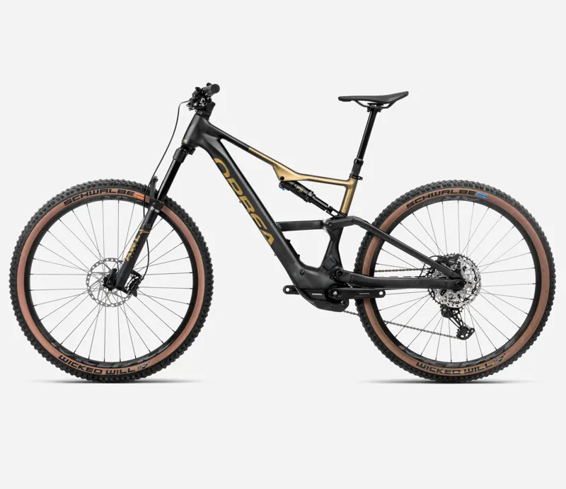 2025 Orbea Rise SL H20 - Electric Full Suspension Mountain Bike - Diamond Black / Splash Olive Green-1