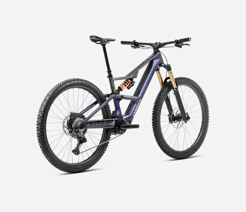 2025 Orbea Rise SL M-LTD 630Wh - Electric Full Suspension Mountain Bike - Tanzanite Carbon View / Carbon Raw-3
