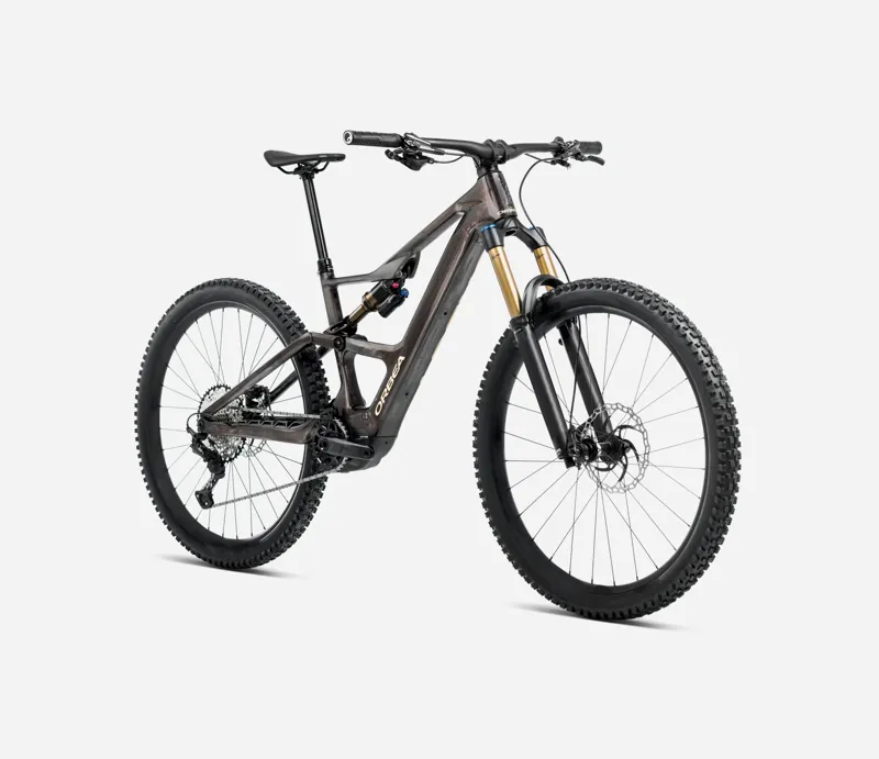 2025 Orbea Rise SL M20 420Wh - Electric Full Suspension Mountain Bike - Cosmic Carbon View / Golden Sand-2