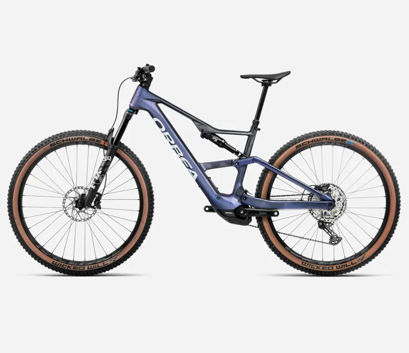 2025 Orbea Rise SL M20 630Wh - Electric Full Suspension Mountain Bike - Tanzanite Carbon View / Carbon Raw-1