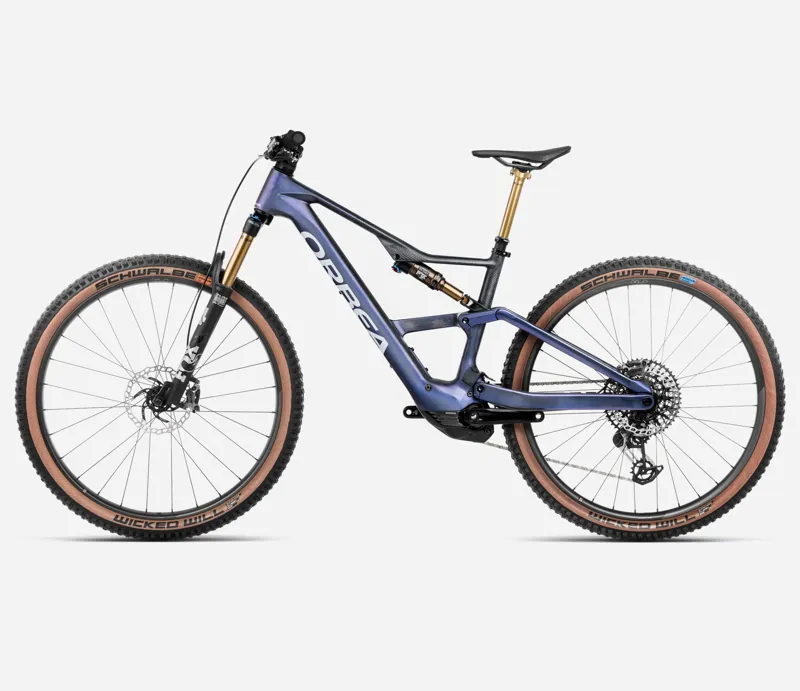 2025 Orbea Rise SL M-LTD 630Wh - Electric Full Suspension Mountain Bike - Tanzanite Carbon View / Carbon Raw-1