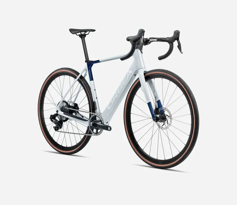 2025 Orbea GAIN M30i Halo Silver Matt - Blue Carbon View-1