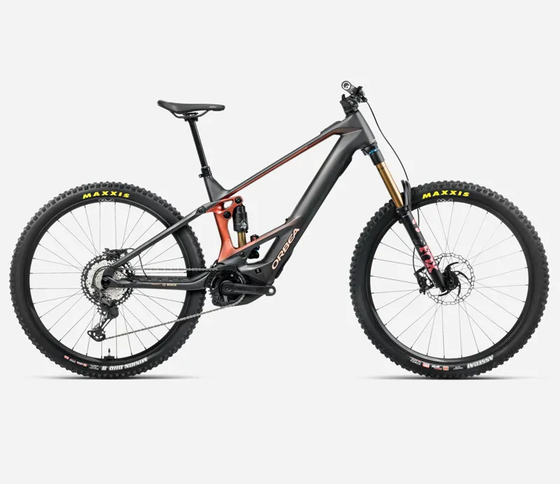 2025 Orbea Wild M-Team - Electric Full Suspension Mountain Bike - Diamond Carbon View / Mars Red