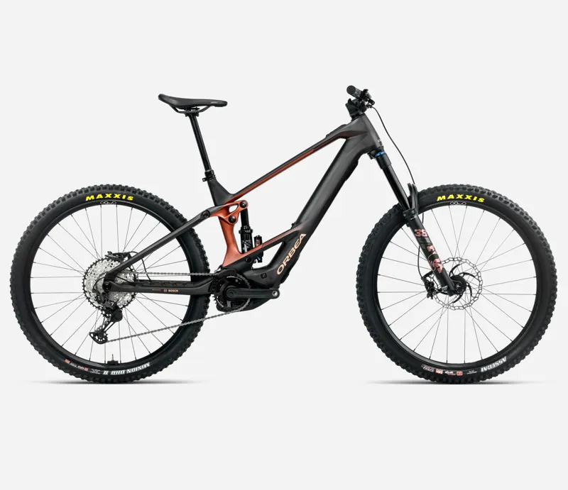 2025 Orbea Wild M10 - Electric Full Suspension Mountain Bike - Diamond Carbon View / Mars Red