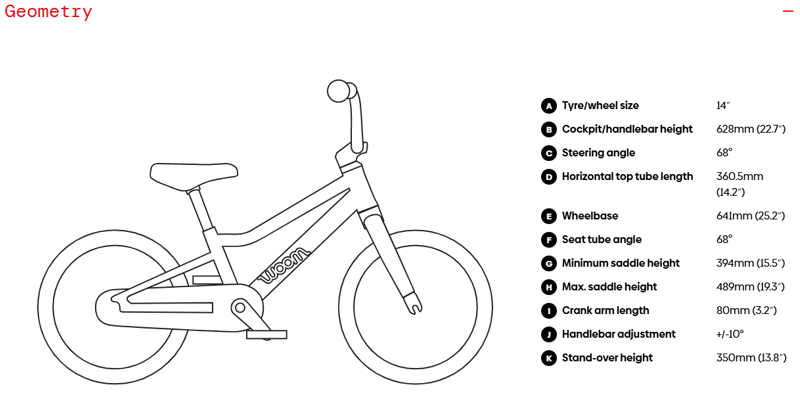 woom GO 2 - 14 inch Wheel lightweight Kids Bike - woom Red-1