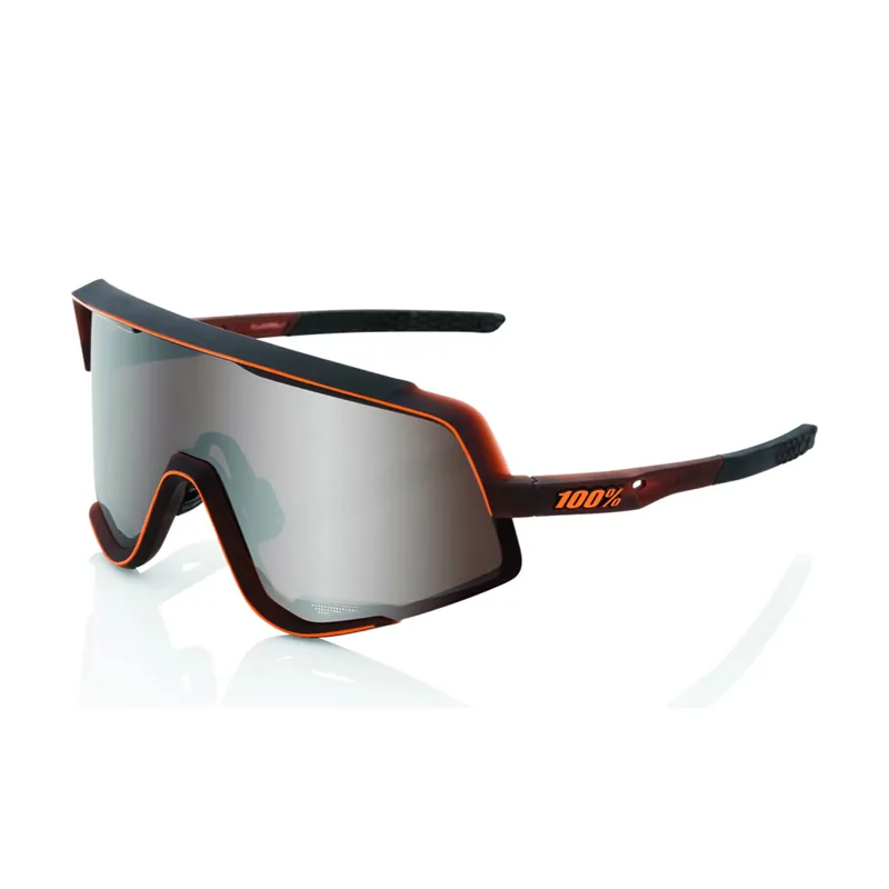 100% Glendale HiPER Mirror Silver Lens Sunglasses in Translucent Brown