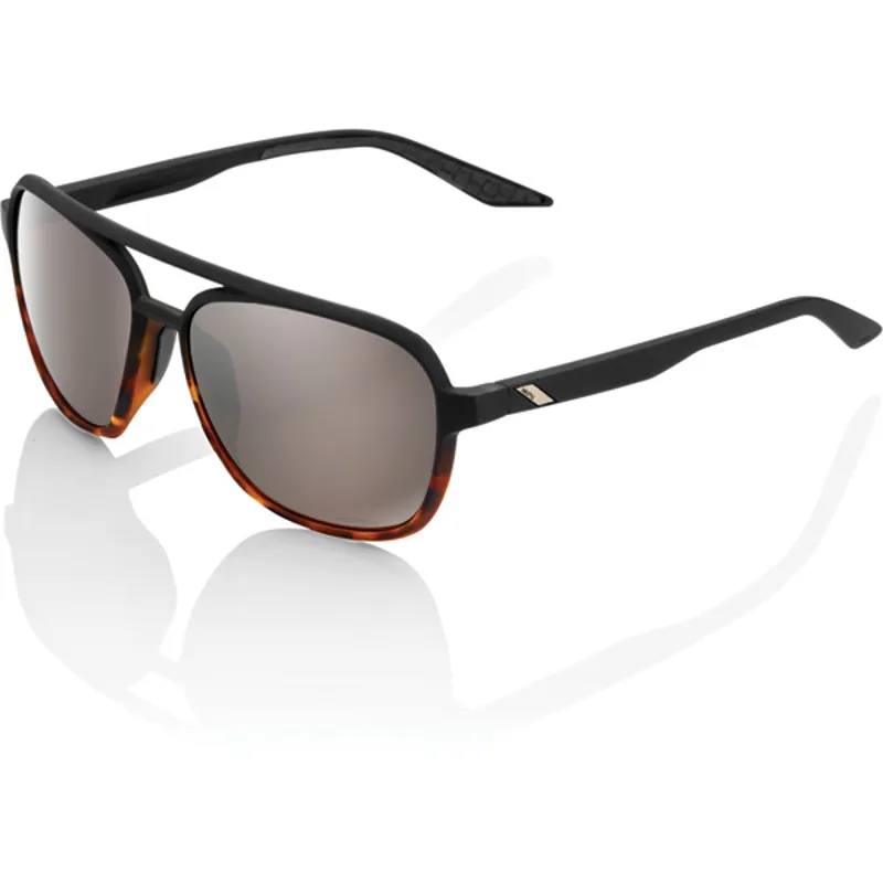 100 Percent Kasia with Havana Silver Mirror Lens Sunglasses in Black