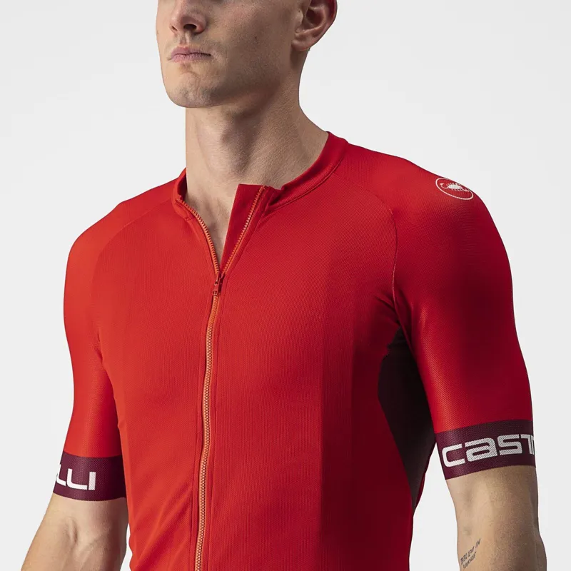 Castelli Entrata VI Jersey - Red / Bordeaux / Ivory-3