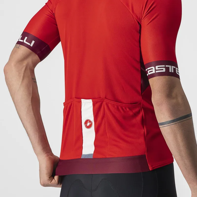 Castelli Entrata VI Jersey - Red / Bordeaux / Ivory-4