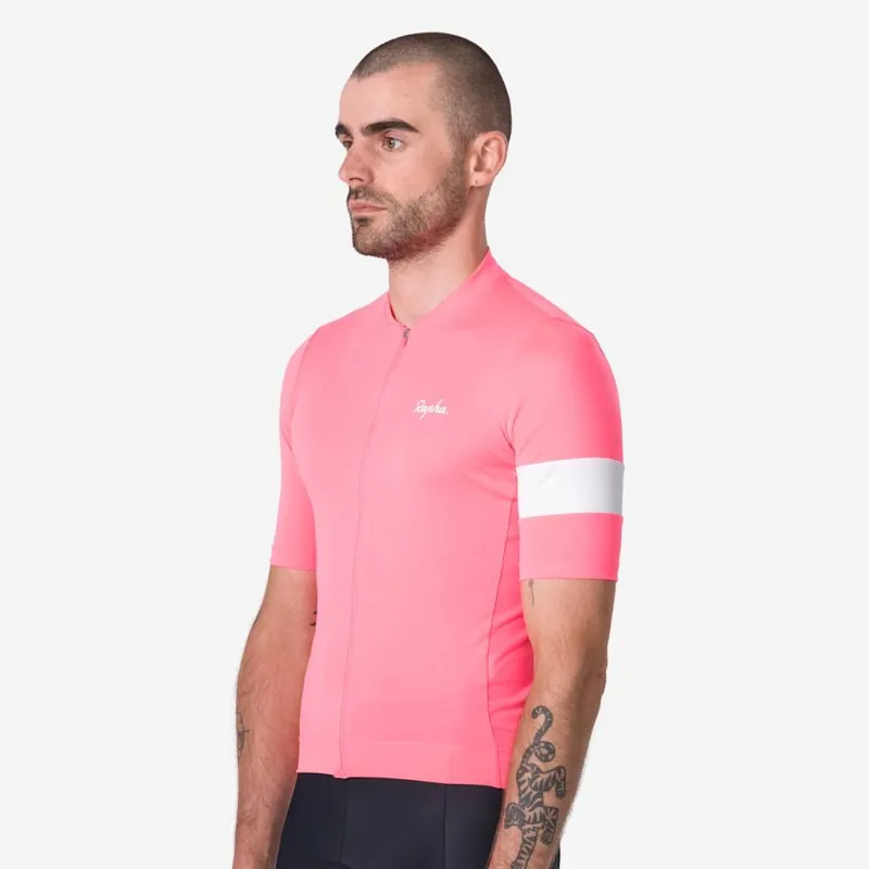 2026 Rapha Men's Core Lightweight Jersey / High-Viz Pink - White-3