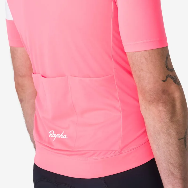 2026 Rapha Men's Core Lightweight Jersey / High-Viz Pink - White-5