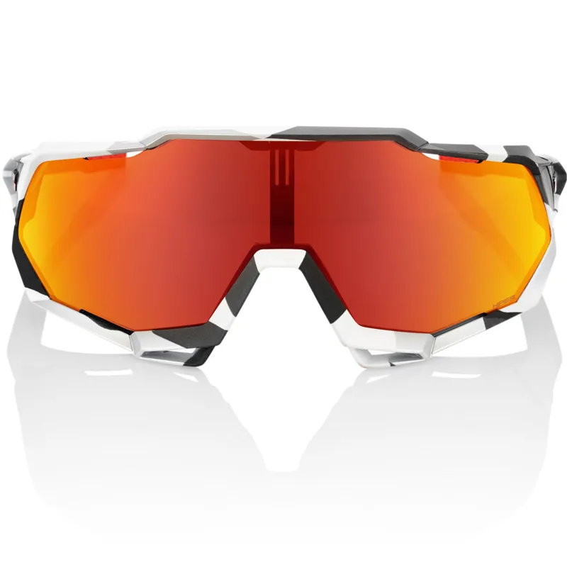 100% Speedtrap - Soft Tact Grey Camo - HiPER Red Multilayer Mirror Lens-1