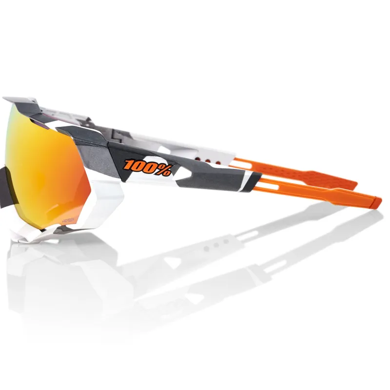 100% Speedtrap - Soft Tact Grey Camo - HiPER Red Multilayer Mirror Lens-2