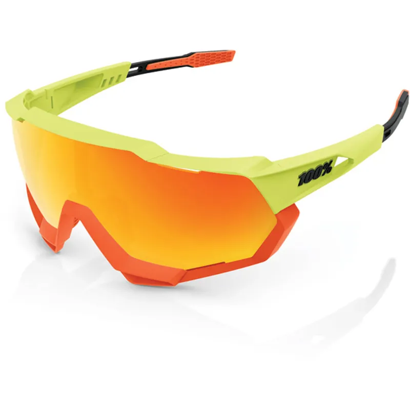 100% Speedtrap Soft Tact Hiper Mirror Lens in Green Orange