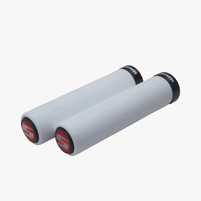 SRAM 129mm Foam Locking Grips with End Plugs in White 