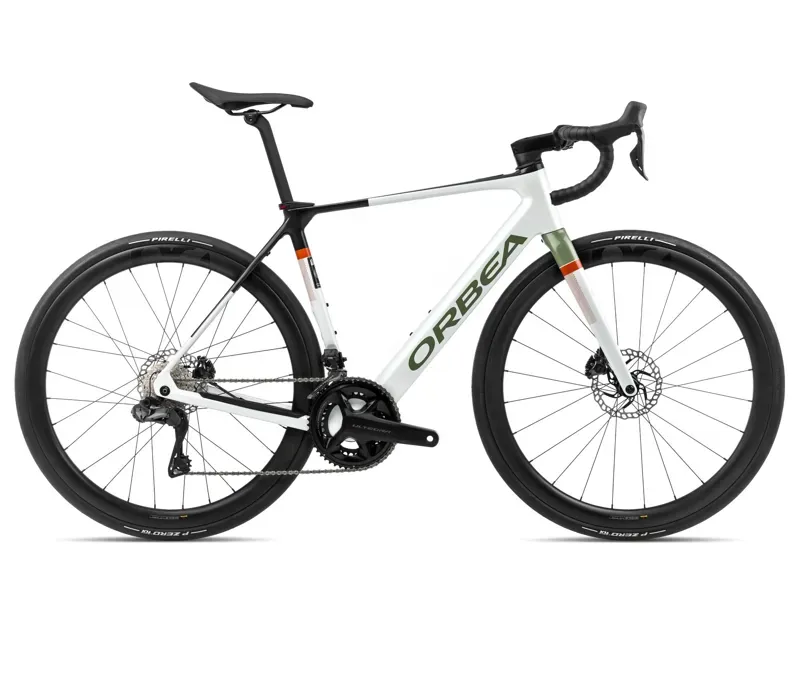 2024 Orbea Gain M20i Electric Road Bike in White Chic/Green Artichoke