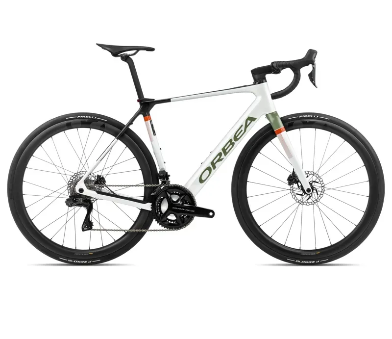 Orbea Gain M10i Electric Road Bike in White Chic/Green Artichoke