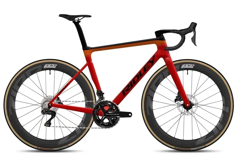 2025 Ridley Falcn RS Disc - Dura Ace DI2 2x12 - Road Bike - Black / Red / Orange
