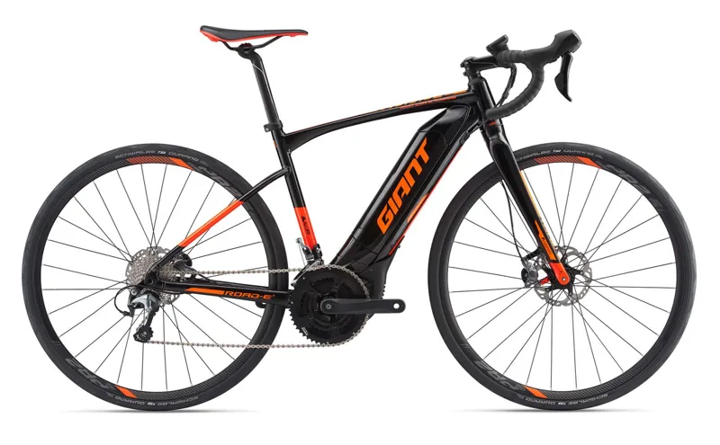 2018 GIANT ROAD E+ 2 PRO ELECTRIC DISC ROAD BIKE, BLACK/ORANGE