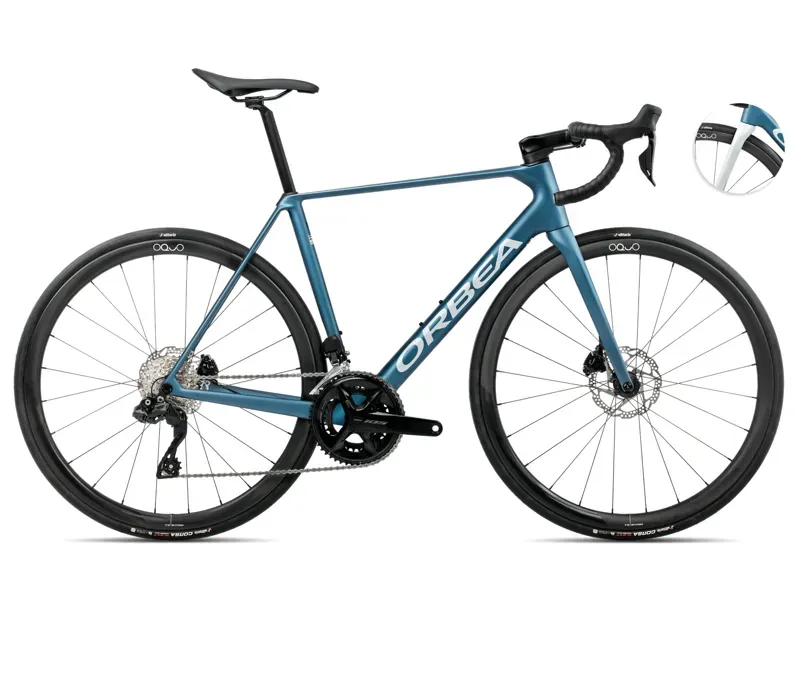 2025 Orbea Orca M35i - Carbon Road Bike - Slate Blue / Halo Silver Matt