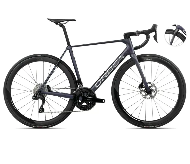 2025 Orbea Orca M30i-LTD PWR - Carbon Road Bike - Tanzanite Matt / Carbon Raw Matt