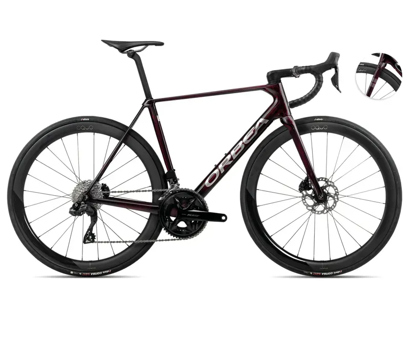 2025 Orbea Orca M30i-LTD PWR - Carbon Road Bike - Wine Red / Titanium Gloss