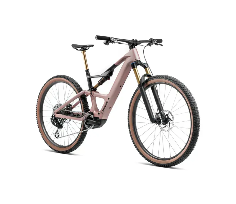 2025 Orbea Rise SL M10 420Wh - Electric Full Suspension Mountain Bike - Desert Rose / Carbon Raw-2
