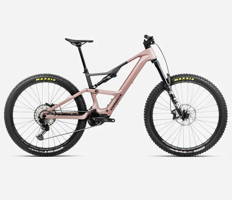 2025 Orbea Rise LT M20 420wh - Electric Full Suspension Mountain Bike - Desert Rose / Carbon Raw