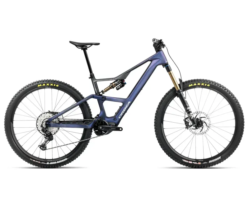 2025 Orbea Rise LT M10 630wh - Electric Full Suspension Mountain Bike - Tanzanite Carbon View / Carbon Raw