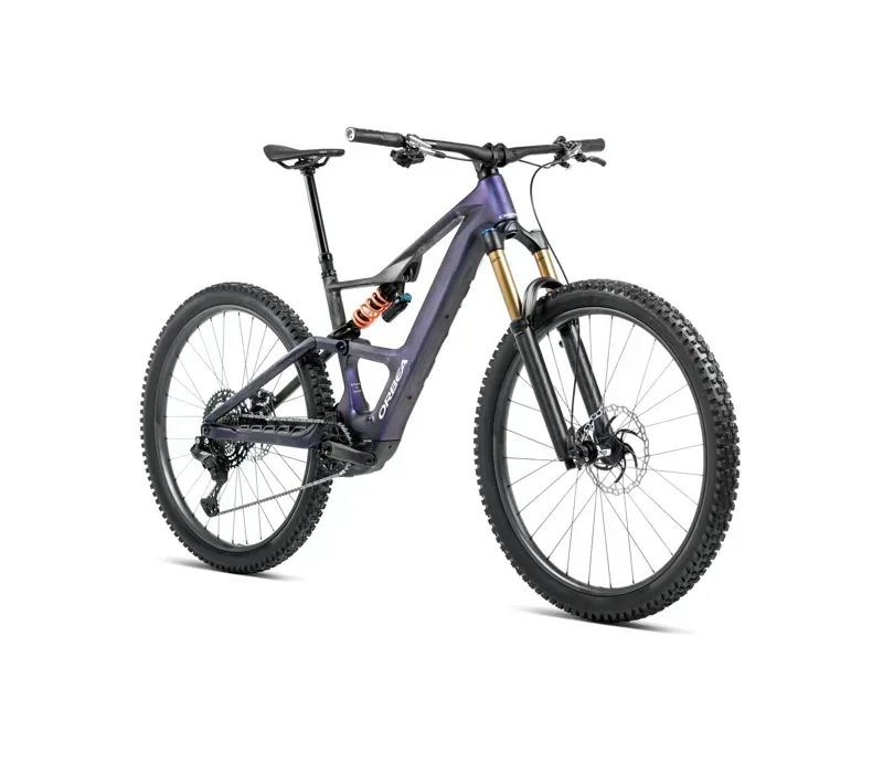 2025 Orbea Rise SL M-LTD 420Wh - Electric Full Suspension Mountain Bike - Tanzanite Carbon View / Carbon Raw-2