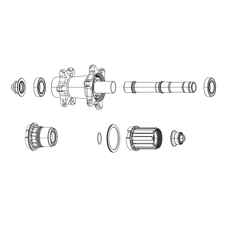 SRAM MTH-746 Complete Axle Assembly w/ Nuts + Endcaps