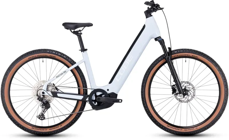 2024 Cube Reaction Hybrid Pro 625 Electric Mountain Bike in Flash White