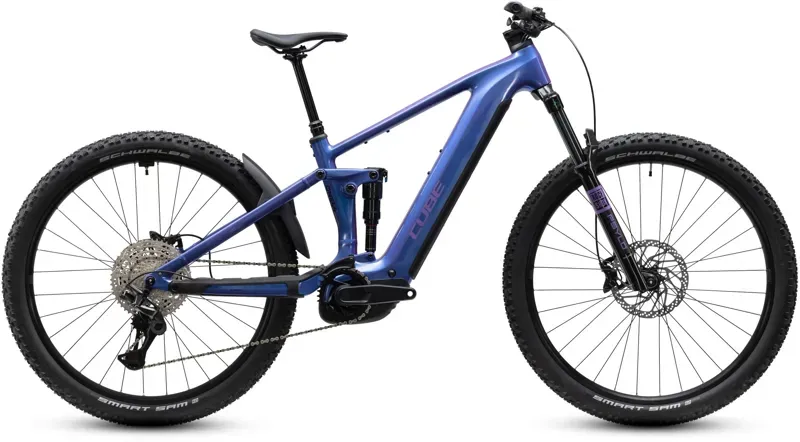Cube Stereo Hybrid ONE44 Pro 800 eMountain Bike in Blue Iris/Purple