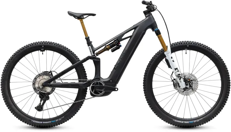 Cube Stereo Hybrid ONE44 HPC AT 800 eMountain Bike in Carbon/White