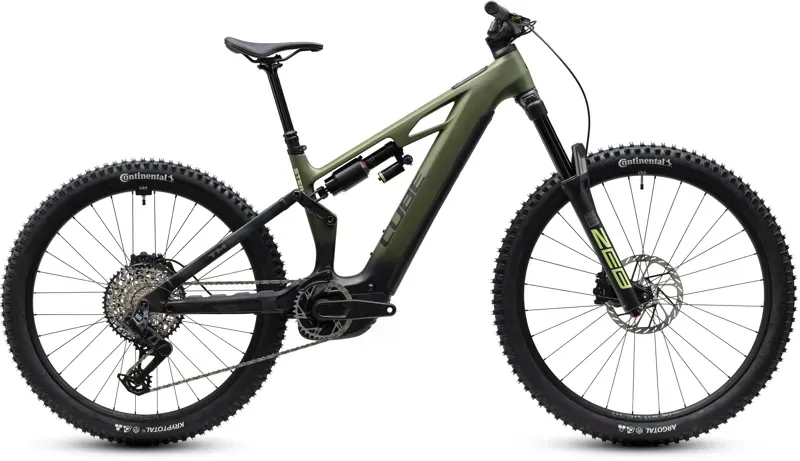 Cube Stereo Hybrid ONE77 HPC TM 800 eMountain Bike in Reed Green/Gills
