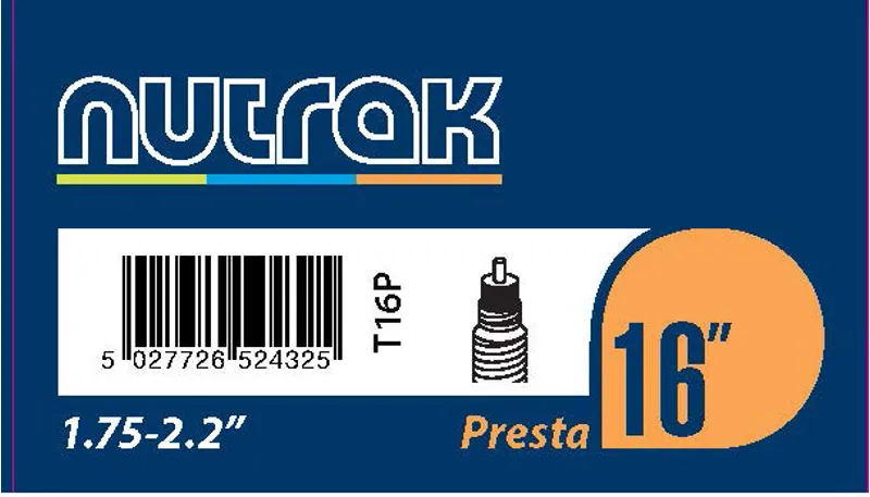 Nutrak 16 x 1.75 - 2.125 Inner Tube - Presta Valve